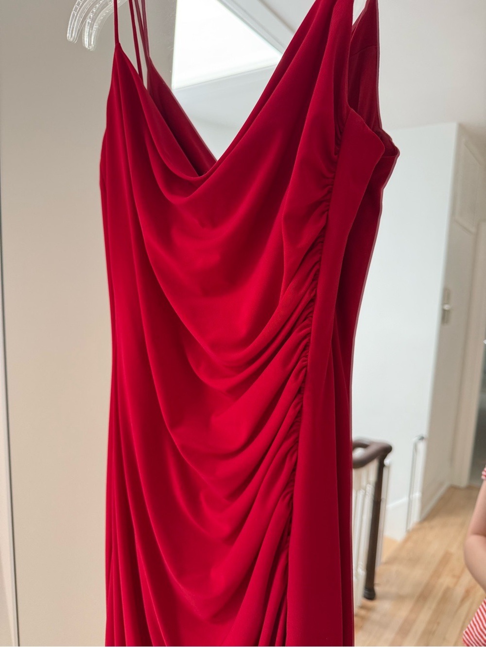 Laundry By Shelli Segal Red Draped Cowl Neck Midi Dress - Picture 2 of 7